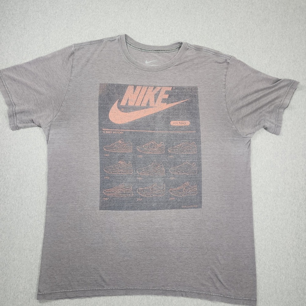 Nike Air Max History T-Shirt Mens XL Gray Graphic Tee Good Evolution Sneakers